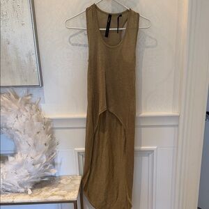 Chic Sleeveless High Low Dress in Tan